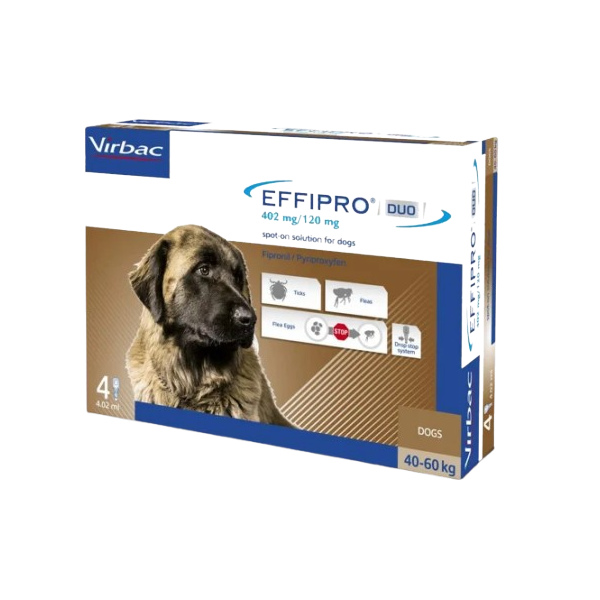 Virbac Effipro Duo 402 mg/120 mg užlašinamasis tirpalas dideliems šunims (40-60 kg)