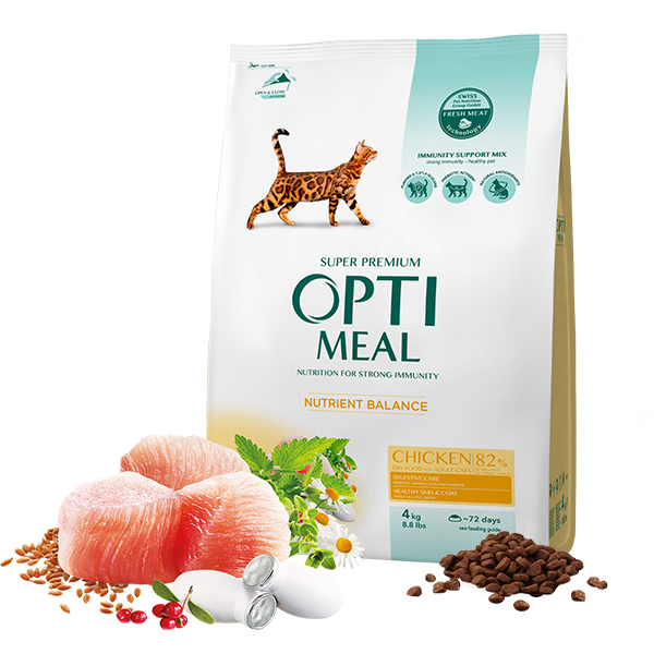 Optimeal sausas maistas katėms su vištiena 1.5kg
