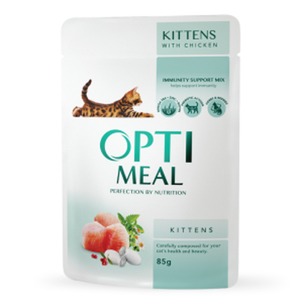 Optimeal visavertis konservuotas ėdalas kačiukams su vištiena, 12x 85 g