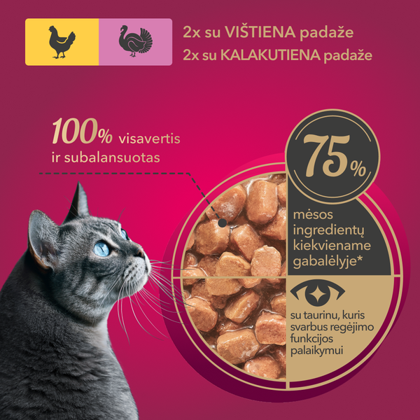 My Love Visavertis konservuotas ėdalas suaugusioms katėms su vištiena ir kalakutiena padaže