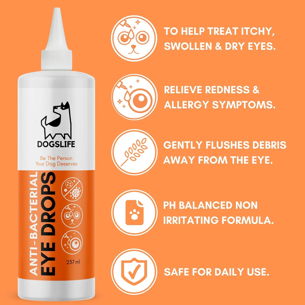 OURDOGSLIFE ANTI-BACTERIAL EYE DROPS-antibakteriniai akių lašai, 237 ml