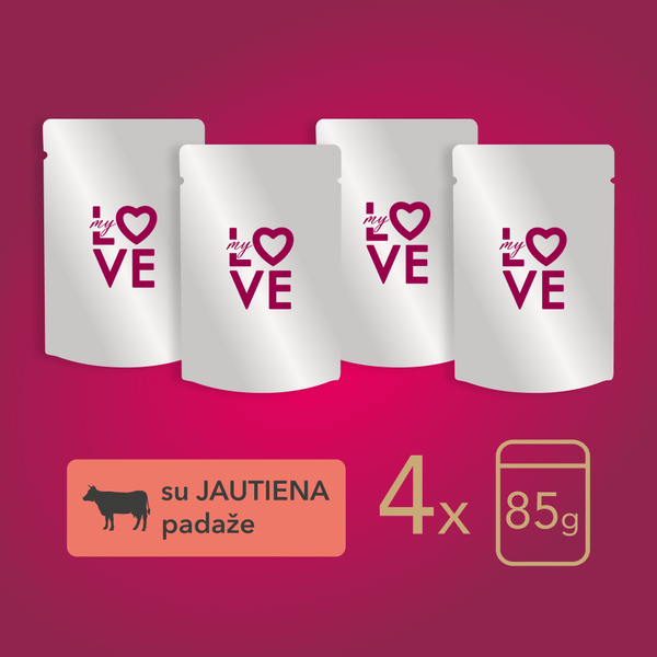 My Love Visavertis konservuotas ėdalas suaugusioms katėms su jautiena padaže