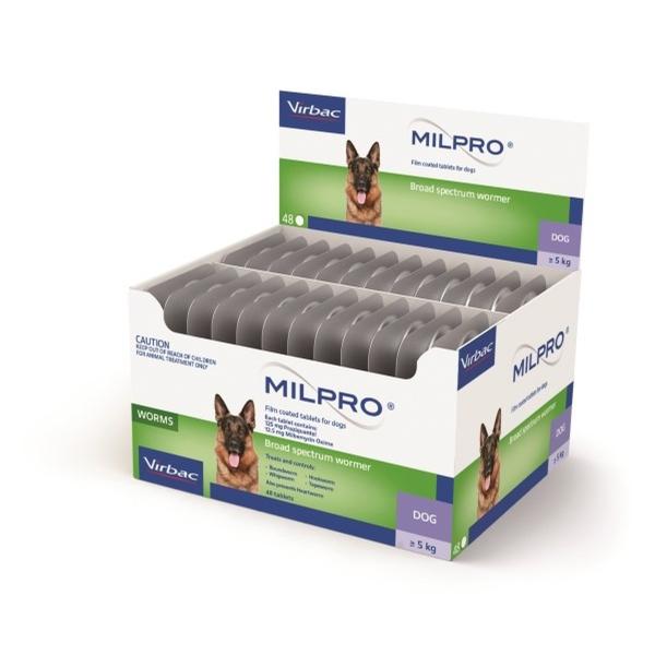 MILPRO 12,5 mg/125 mg, dengtos tabletės šunims nuo kirminų