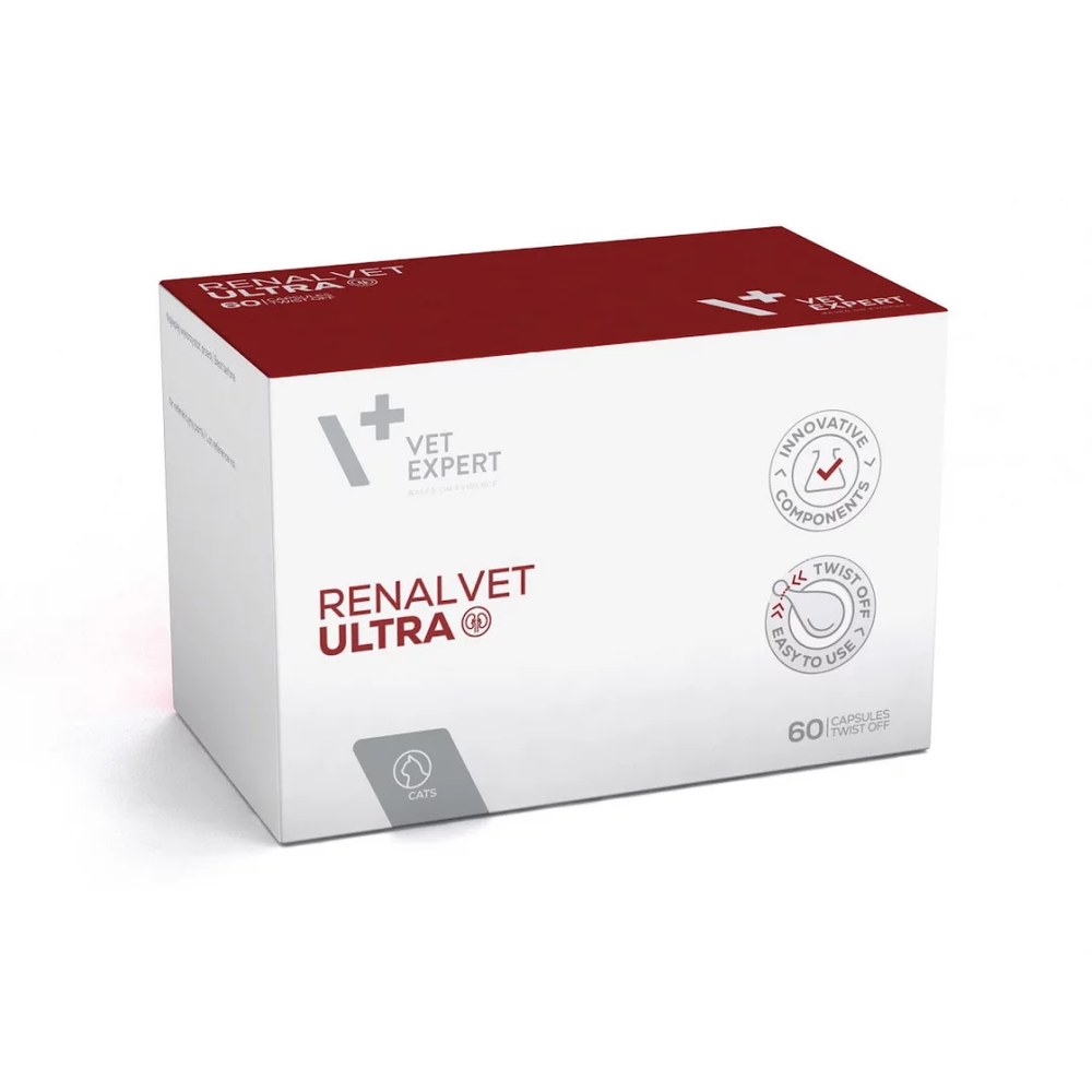 RENALVET ULTRA papildas suaugusioms katėms inkstų funkcijai palaikyti, 60 kapsulių