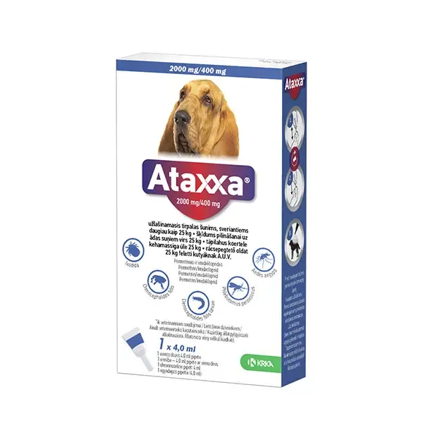Ataxxa užlašinamas tirpalas šunims nuo erkių, blusų ir uodų 2000mg/400mg (25-40kg), N1