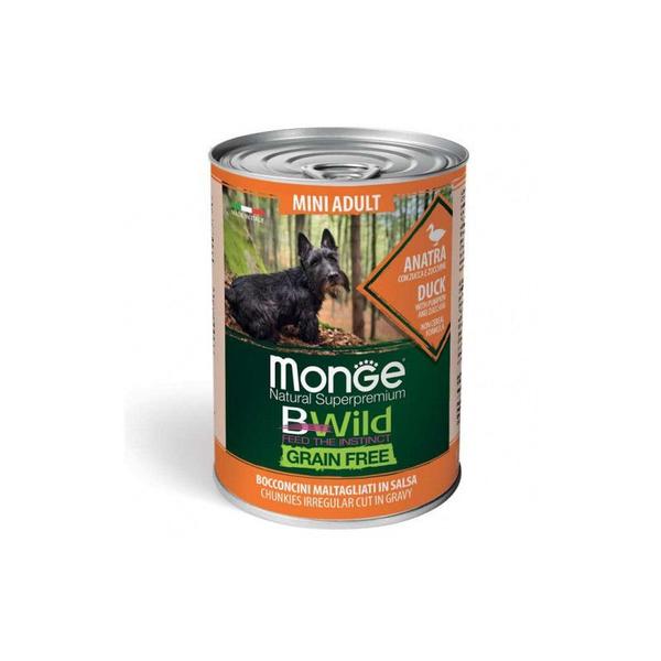 Monge Bwild mini adult konservuotas pašaras su antiena, moliūgais ir cukinijomis 400g