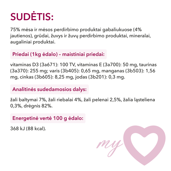 My Love Visavertis konservuotas pašaras suaugusiems šunims su jautiena