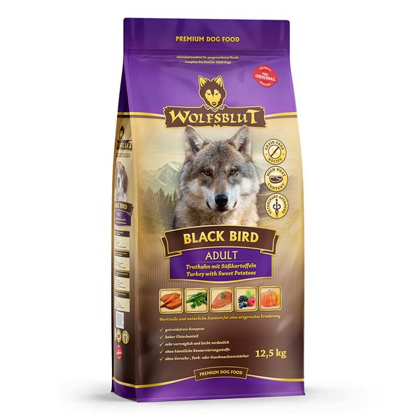 WOLFSBLUT Black Bird Adult sausas maistas suaugusiems šunims su kalakutiena ir batatais, 12,5 kg
