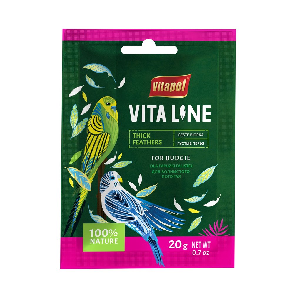 Vitapol VITALINE bang. papūgėlėms tankios plunksnos Thick feathers 20g