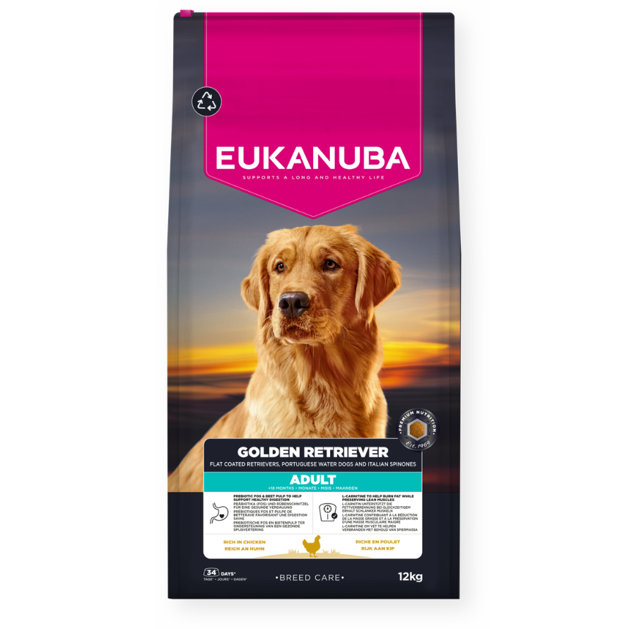 Eukanuba Breed Care sausas maistas auksaspalviams retriveriams su vištiena, 12 kg