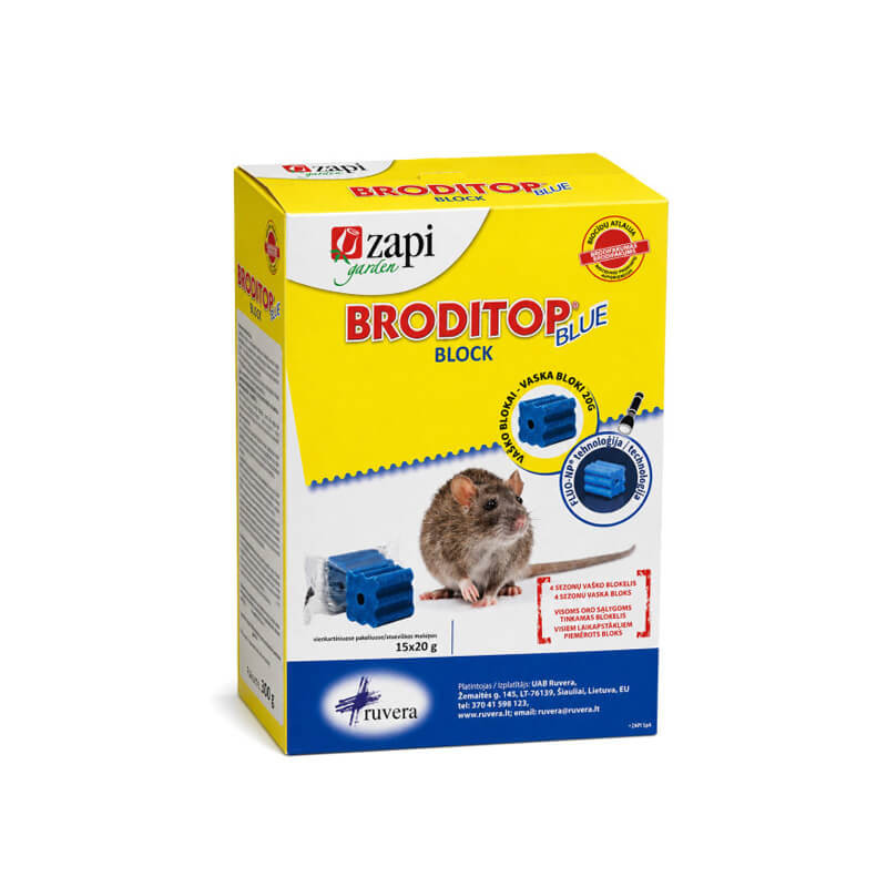 Nuodai graužikams Broditop BLUE block 300 g (15x20g)