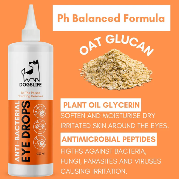 OURDOGSLIFE ANTI-BACTERIAL EYE DROPS-antibakteriniai akių lašai, 237 ml