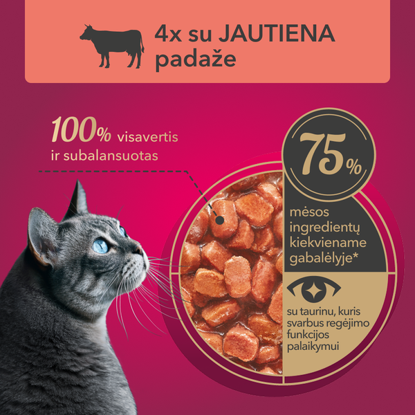 My Love Visavertis konservuotas ėdalas suaugusioms katėms su jautiena padaže