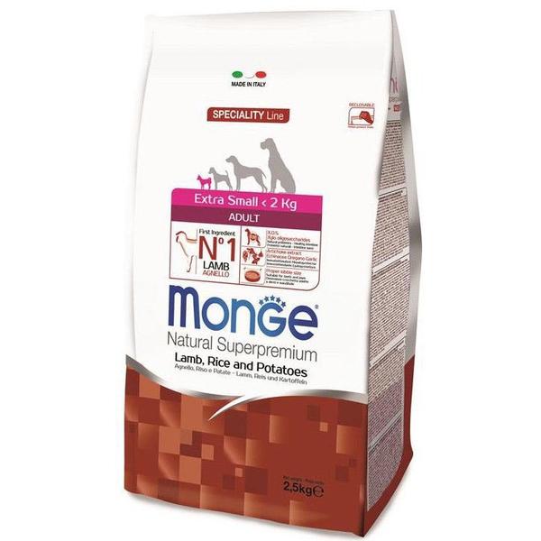 Monge extra small adult sausas pašaras (ėriena ir ryžiai) 2,5kg