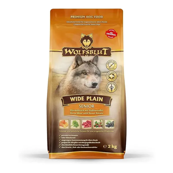 WOLFSBLUT Wide Plain sausas maistas alergiškiems šunims su arkliena ir batatais