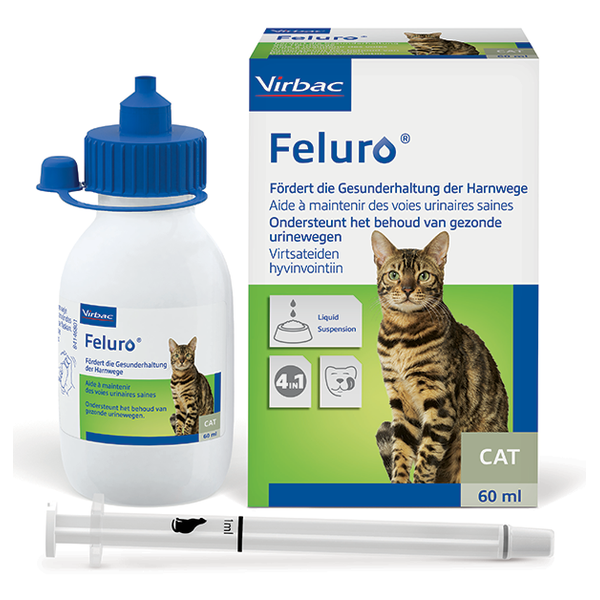 Feluro ėdalo papildas, suspensija katėms palaikyti sveiką šlapimo takų sistemą 60 ml