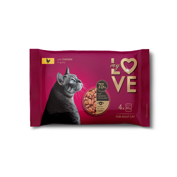 My Love Visavertis konservuotas ėdalas suaugusioms katėms su vištiena padaže
