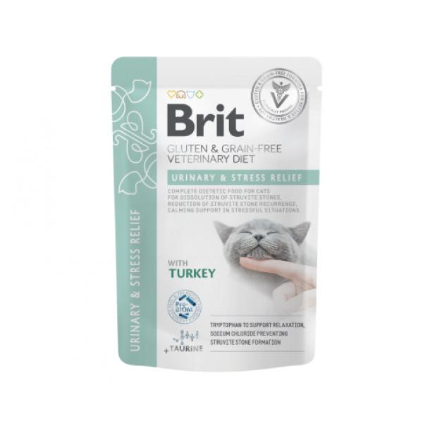 Brit GF Veterinary Diets konservuotas pašaras katėms maiš. Urinary and Stress Relief 85g