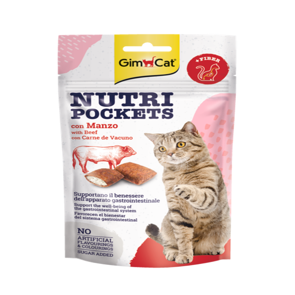 GIMCAT NUTRI POCKETS su jautiena ir salyklu 60GR skanėstai katėms