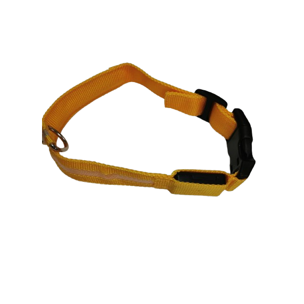 Geltonas šviečiantis nailoninis šunų antkaklis