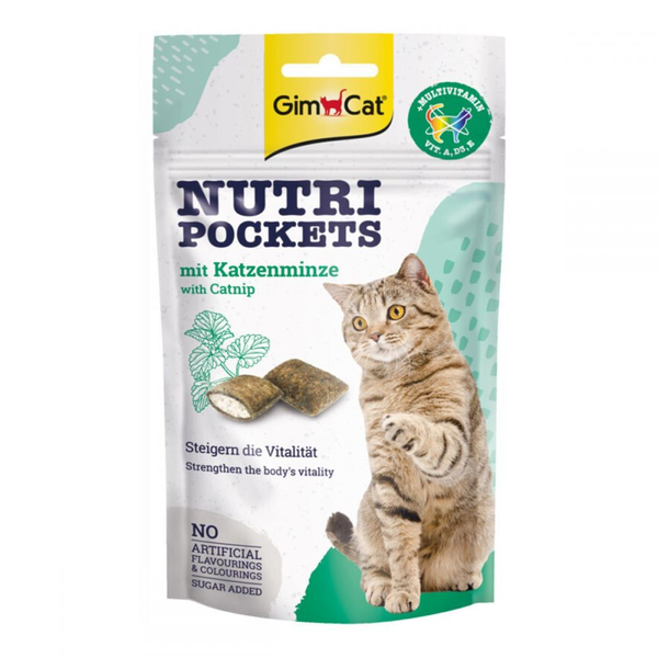 GIMCAT NUTRI POCKETS su kačių mėta ir multivitaminais 60GR skanėstai katėms