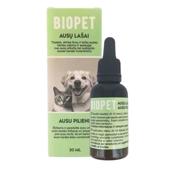 Ausų lašai šunims ir katėms BIOPET, 30ml