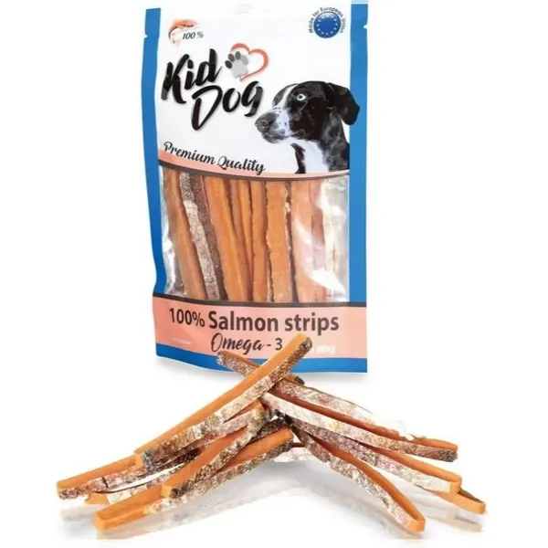 KIDDOG Strips lašišos natūralios juostelės 80g