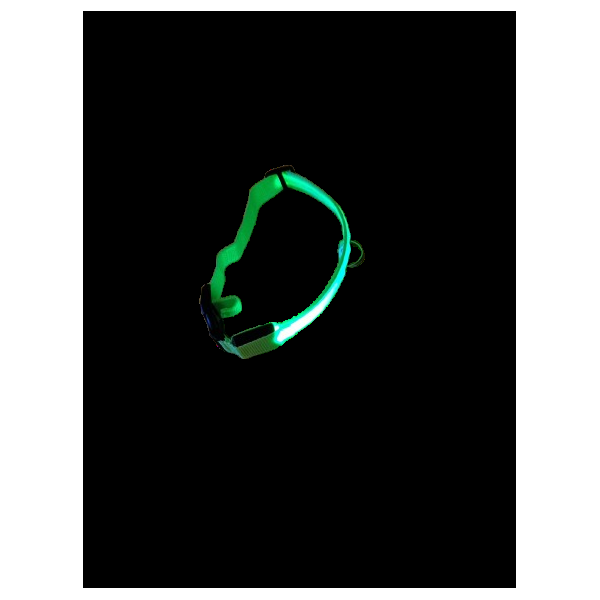 Žalias šviečiantis nailoninis šunų antkaklis