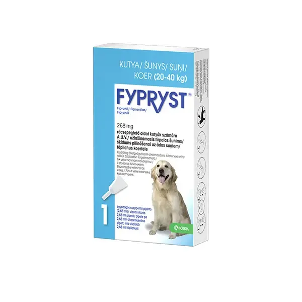 FYPRYST užlašinamasis tirpalas nuo parazitų 20-40 kg šunims, 268 mg