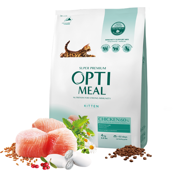 Optimeal sausa maistas kačiukams iki 1metų