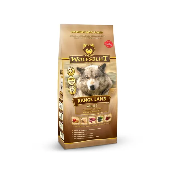 WOLFSBLUT Range Lamb Adult sausas ėdalas šunims su ėriena ir rudaisiais ryžiais