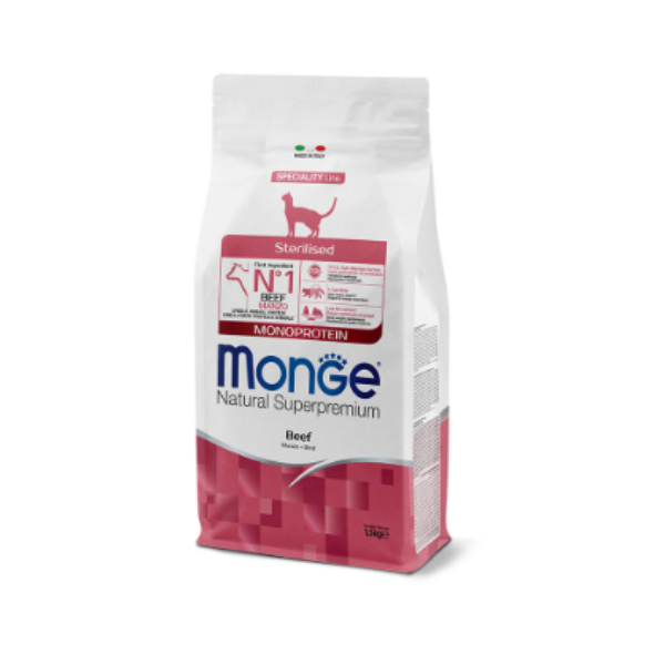 Monge Dry Cat Adult Sterilized su jautien (vieno baltymo) 1,5 kg