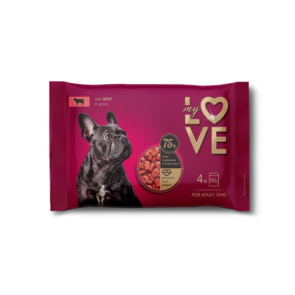 My Love Visavertis konservuotas pašaras suaugusiems šunims su jautiena