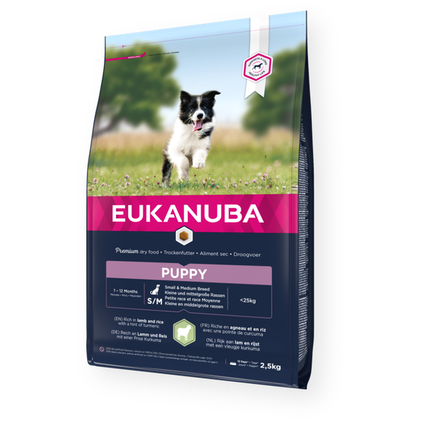 EUKANUBA mažų/vidutinių veislių jauniems šuniukams su ėriena