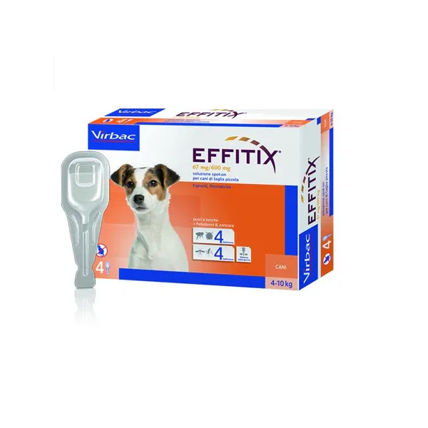 Virbac Effitix 4 - 10 kg lašai nuo blusų ir erkių bei smėlinių musių ir uodų