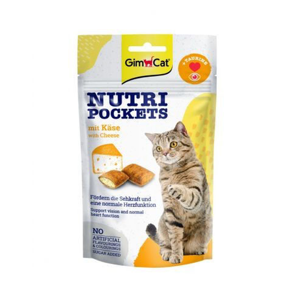 GIMCAT NUTRI POCKETS su sūriu ir taurinu 60GR skanėstai katėms