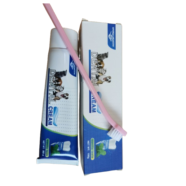 Dantų pasta GREEN MEADOW vanlės skonio 100g su dantų šepetėliu