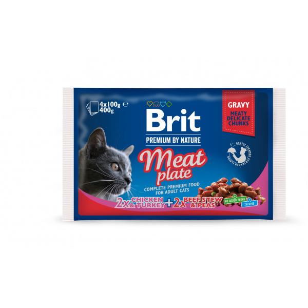 Brit Premium by Nature Cat konservų katėms rinkinys Meat Plate 4x100g