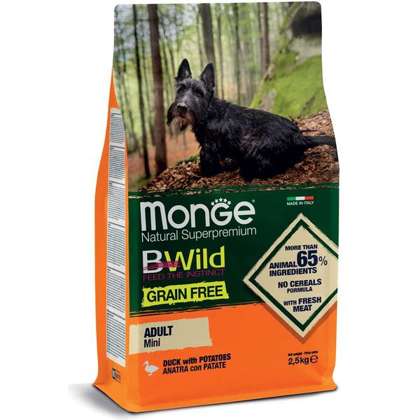 Monge Grain Free mini adult sausas pašaras (antiena ir bulvės) 2,5kg